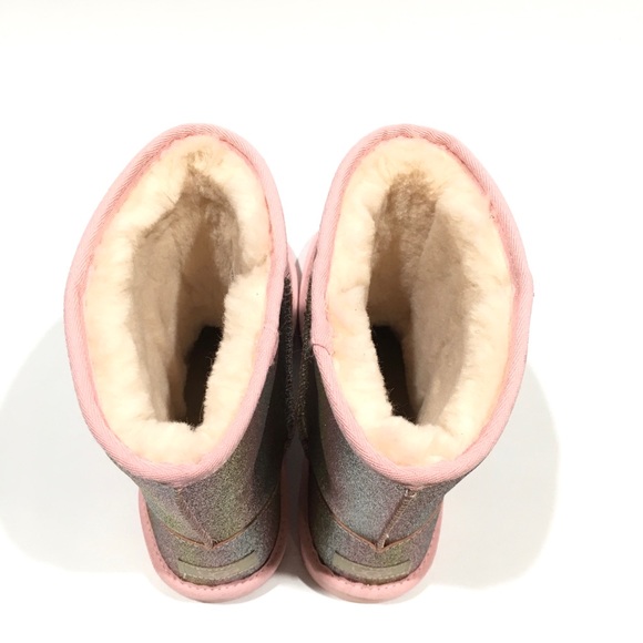 UGG CLASSIC II METALLIC GLITTER BOOTS -ROSE GOLD GLITTER SUEDE -BIG KIDS US 5 - Picture 6 of 8